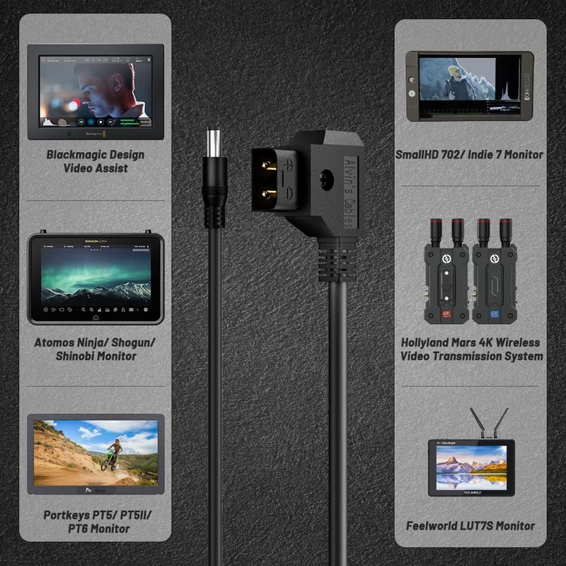 Alvin's Cables D-Tap to DC 2.1mm Coiled Cable for Blackmagic Design Video Assist, Atomos Shogun, SmallHD 702 Monitor - Image 4